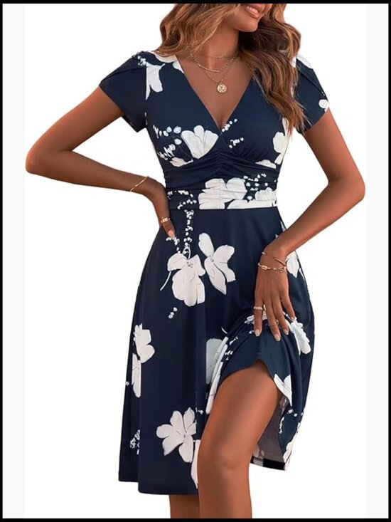 Dresses & Skirts - Midi Milkmaid Corset V Neck A Line Sundress with Pockets